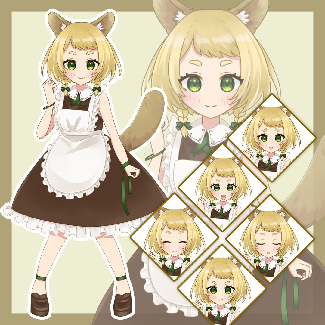 商用利用可！ケモミミメイドのイラスト販売します 表情差分は通常＋5つ！買い切りにて使用可能です！ イメージ1