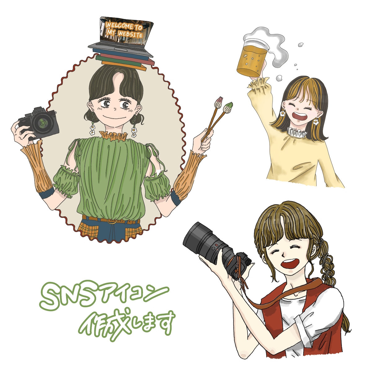 SNSアイコンイラスト作成します 丁寧なヒアリングと書き込みでお気に入りの１枚を提供します^^ イメージ1