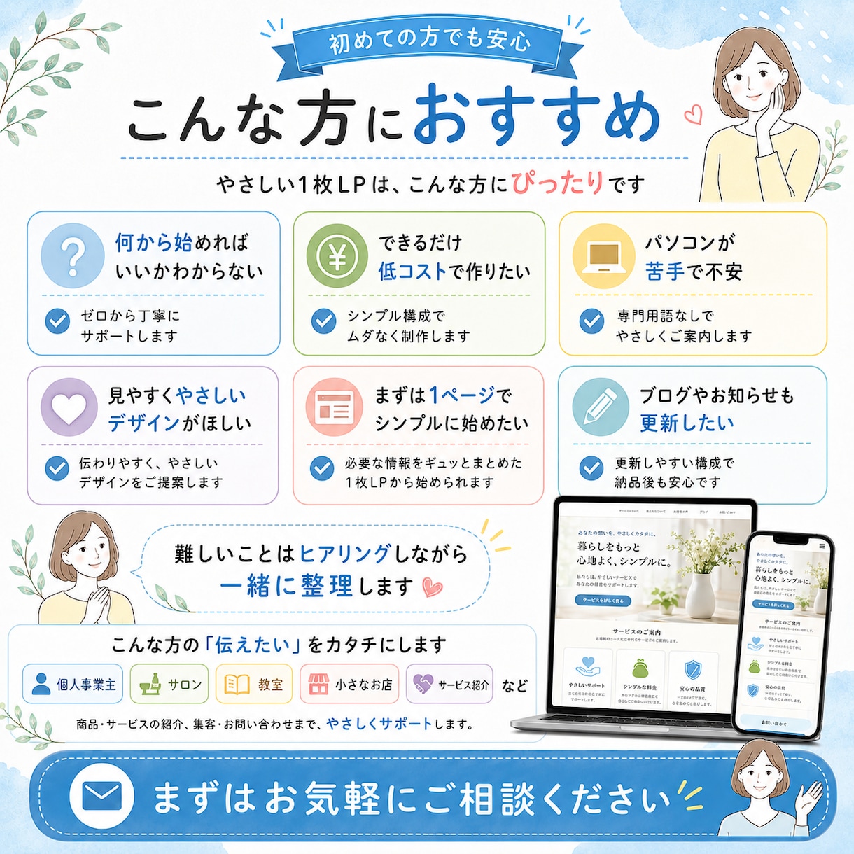 やさしい1枚LPを低価格で制作します パソコンが苦手な方も安心のLP制作 イメージ6