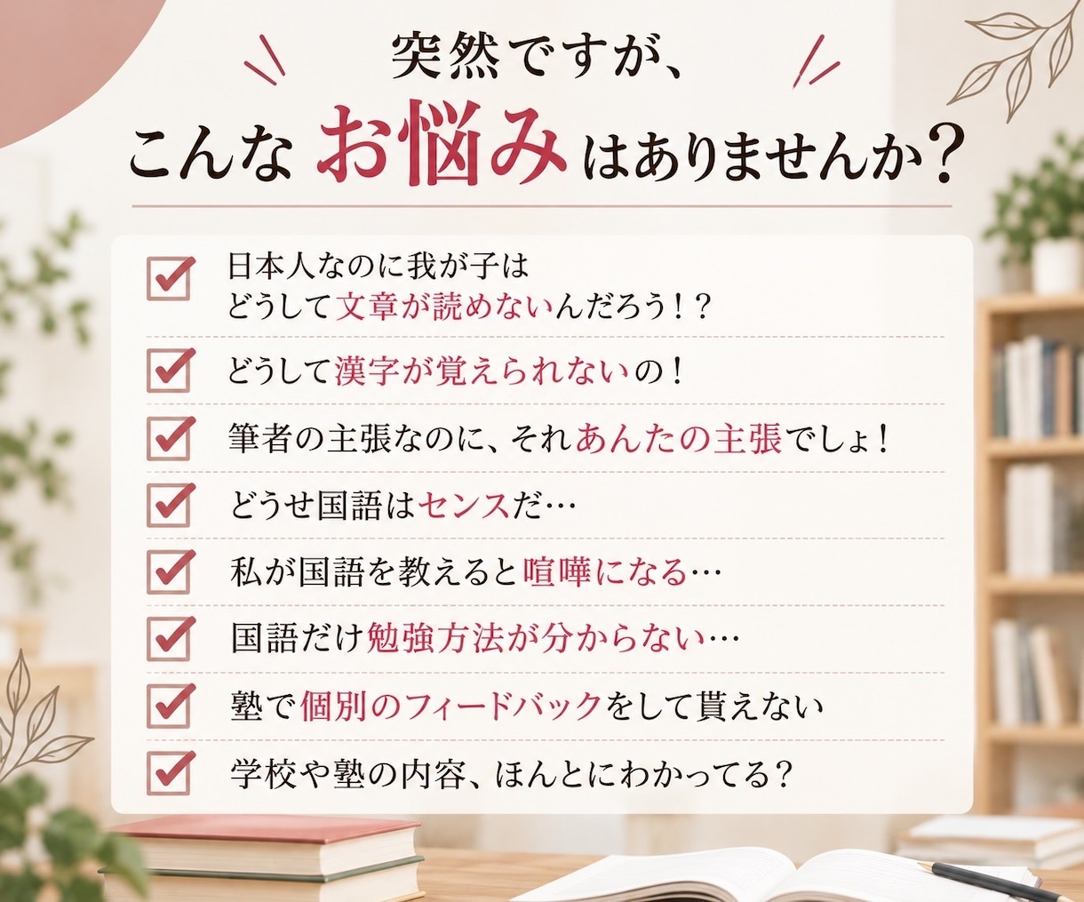 元教師現役塾講師が小学国語の家庭教師をします 国語が伸びない原因を、一人ひとりに合わせて根本から解決！！ イメージ2