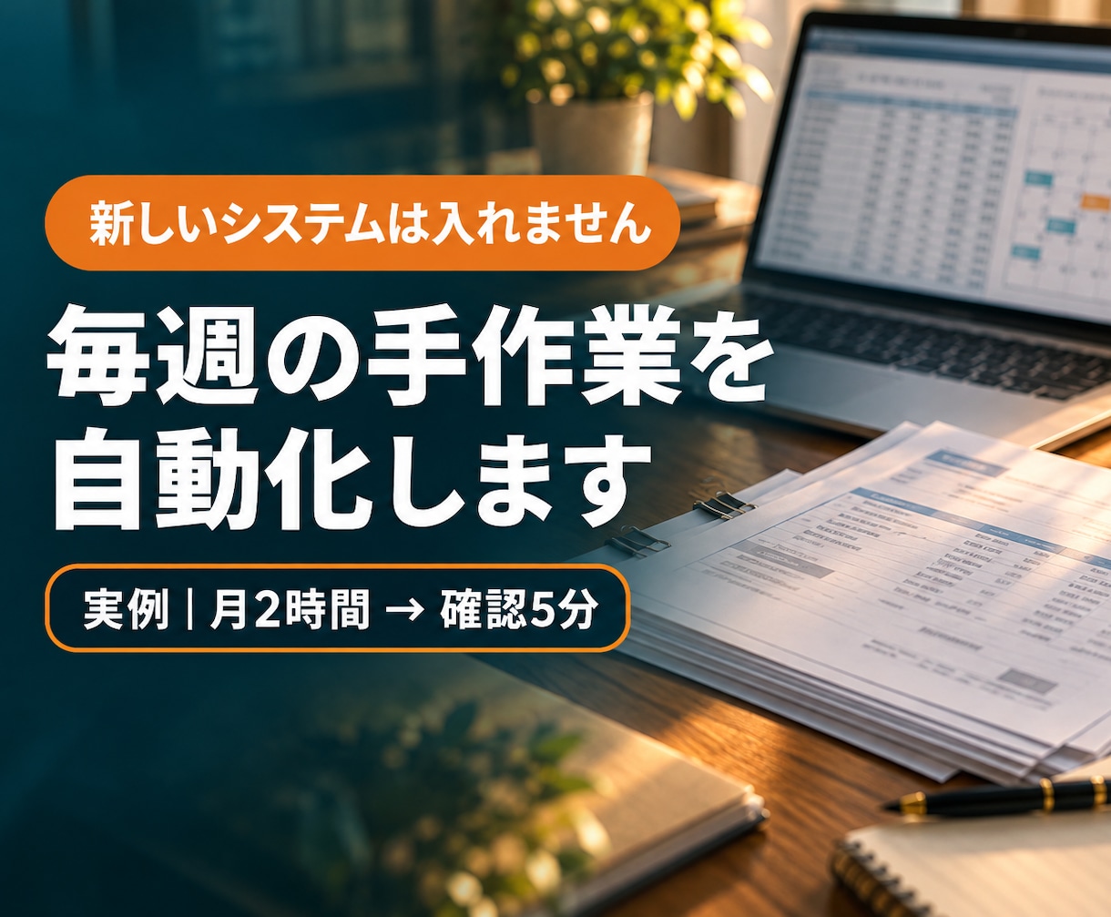 業務効率化｜毎週の手作業を1つAIで自動化します 作業を1つ選ぶだけ。明日から使える形でお渡しします イメージ1
