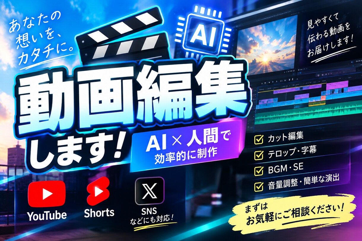 AI活用で動画制作！最終確認は人間が行います AI活用によるスピーディーな制作と人間による最終確認で納品！ イメージ1