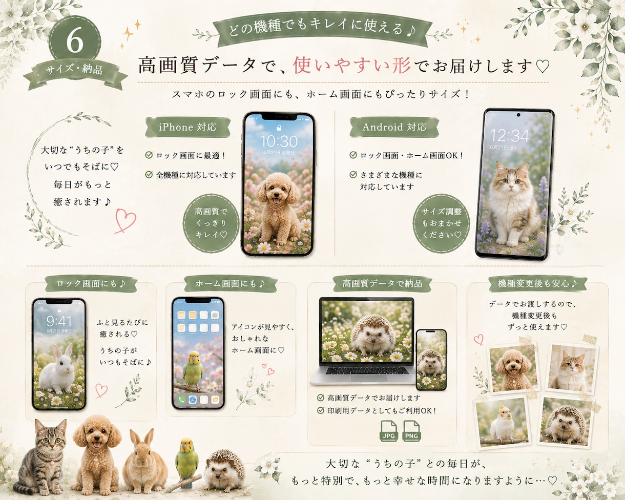 うちの子のスマホ待ち受け画像をお作りしますます 写真3枚から、フォトリアル待ち受けをお作りします♡ イメージ5