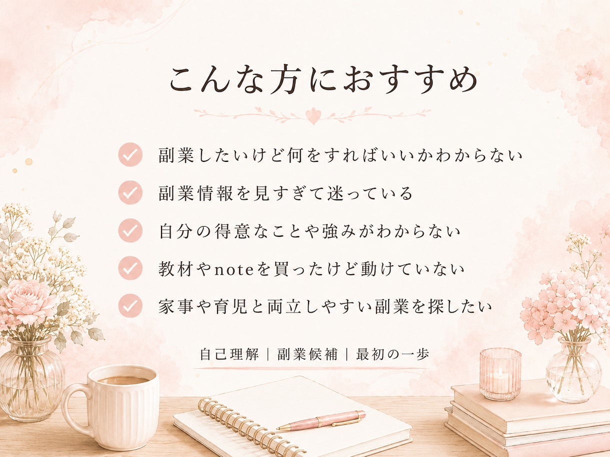 自分に合う副業を一緒に整理します 副業迷子さんの最初の一歩を見つけます イメージ2