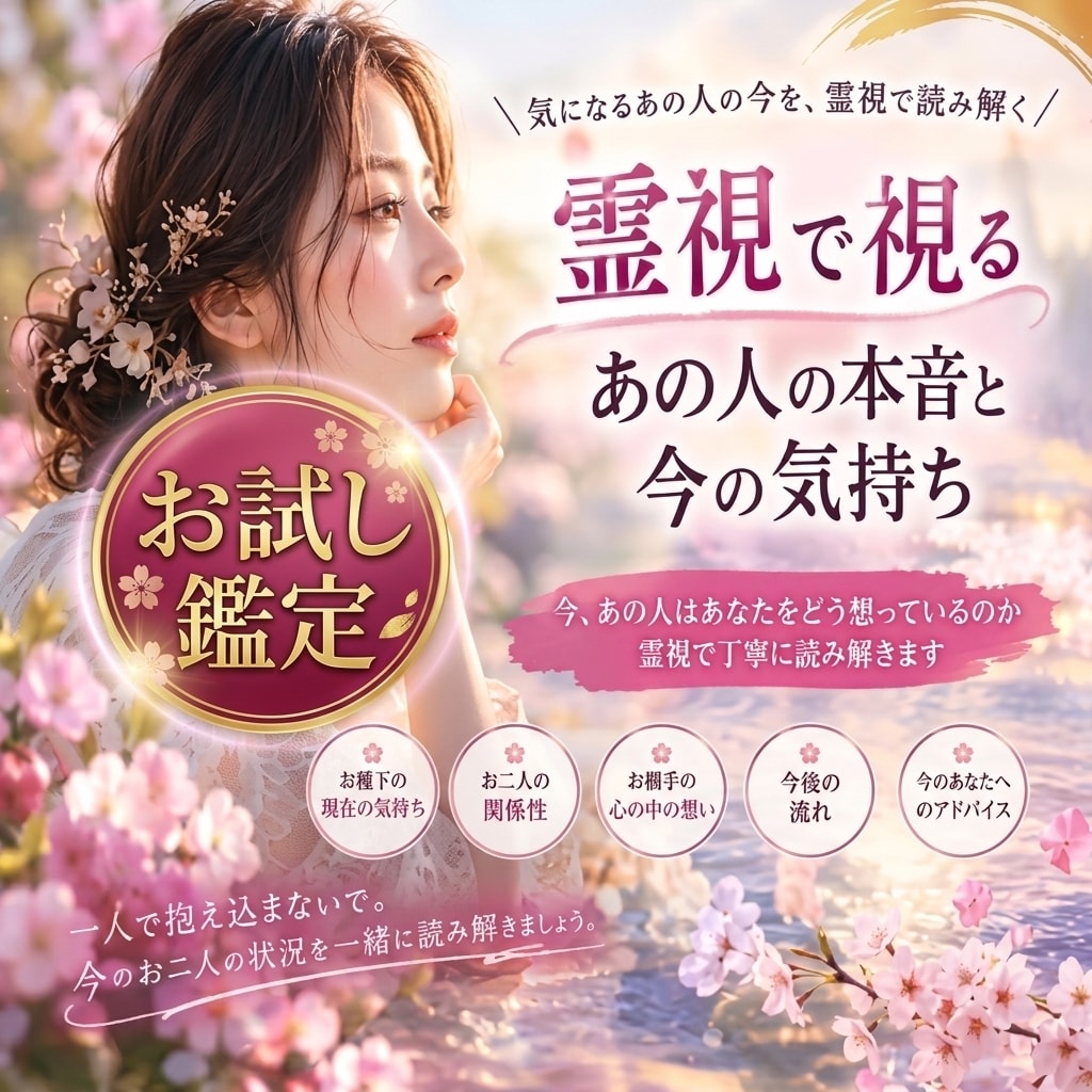 お試し鑑定！　あの人の本音と気持ちを霊視します 今あの人はあなたをどう想っているのか霊視で丁寧に読み解きます イメージ1