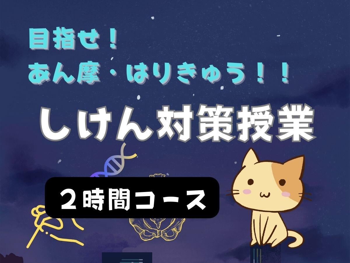 あん摩、鍼灸の国試勉強をサポート(２時間)します 鍼灸学校での教員経験を活かし、専門的な授業を易しく！ イメージ1