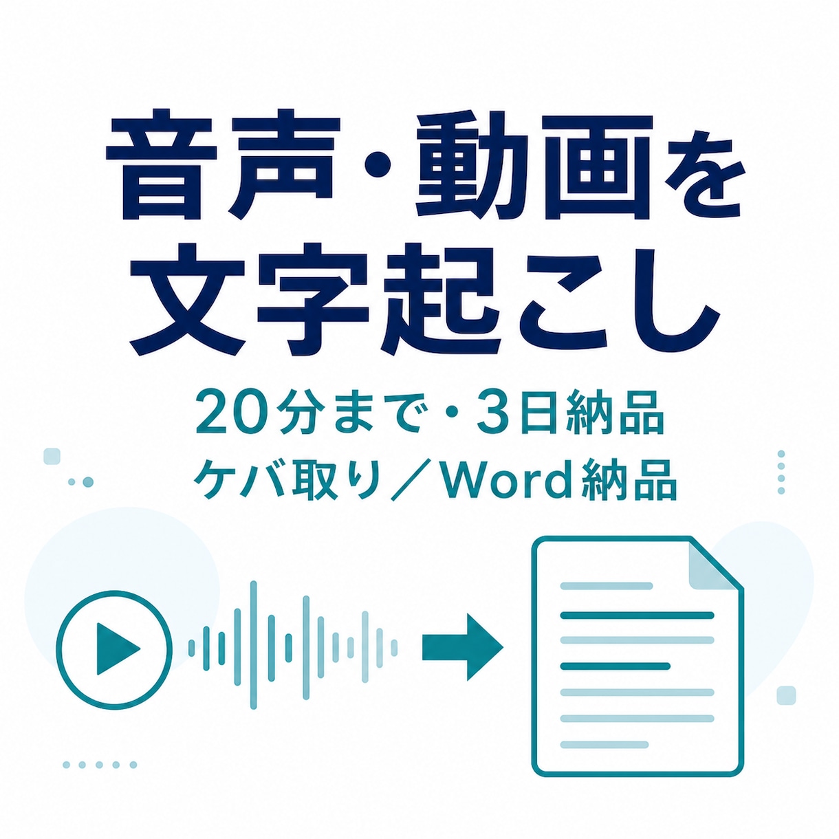 20分までの音声・動画を文字起こしします ケバ取り・軽い整文をしてWord／TXTで納品 イメージ1