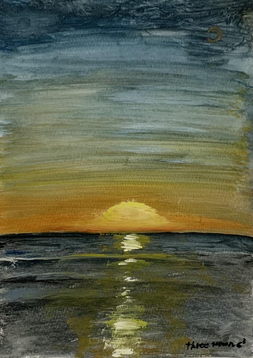 心に残る風景画（海、朝日、夕日、空など）描きます 水彩画を油絵のように描く風景画 イメージ4
