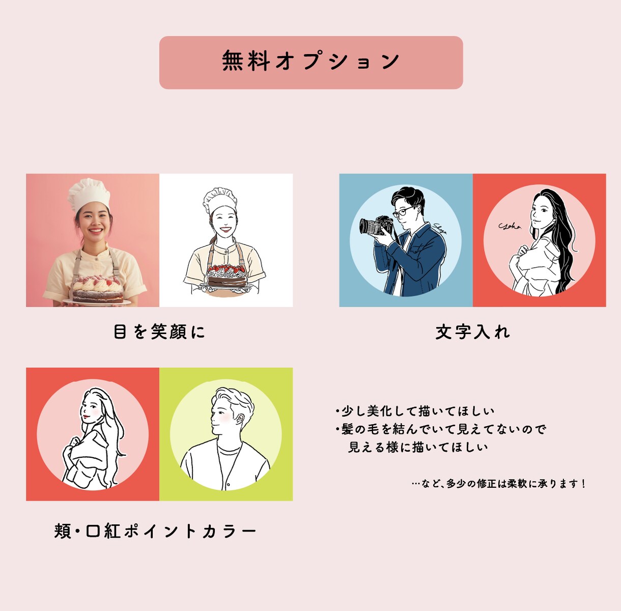 アイコン・挿絵や名刺に！似顔絵イラスト描きます 文字入れ・背景色追加など柔軟対応！ イメージ5