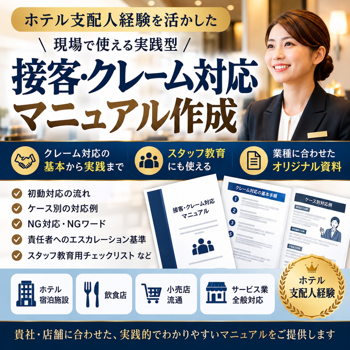接客クレーム対応マニュアルを作成します ホテル支配人経験を活かし現場で使える内容に仕上げます イメージ1