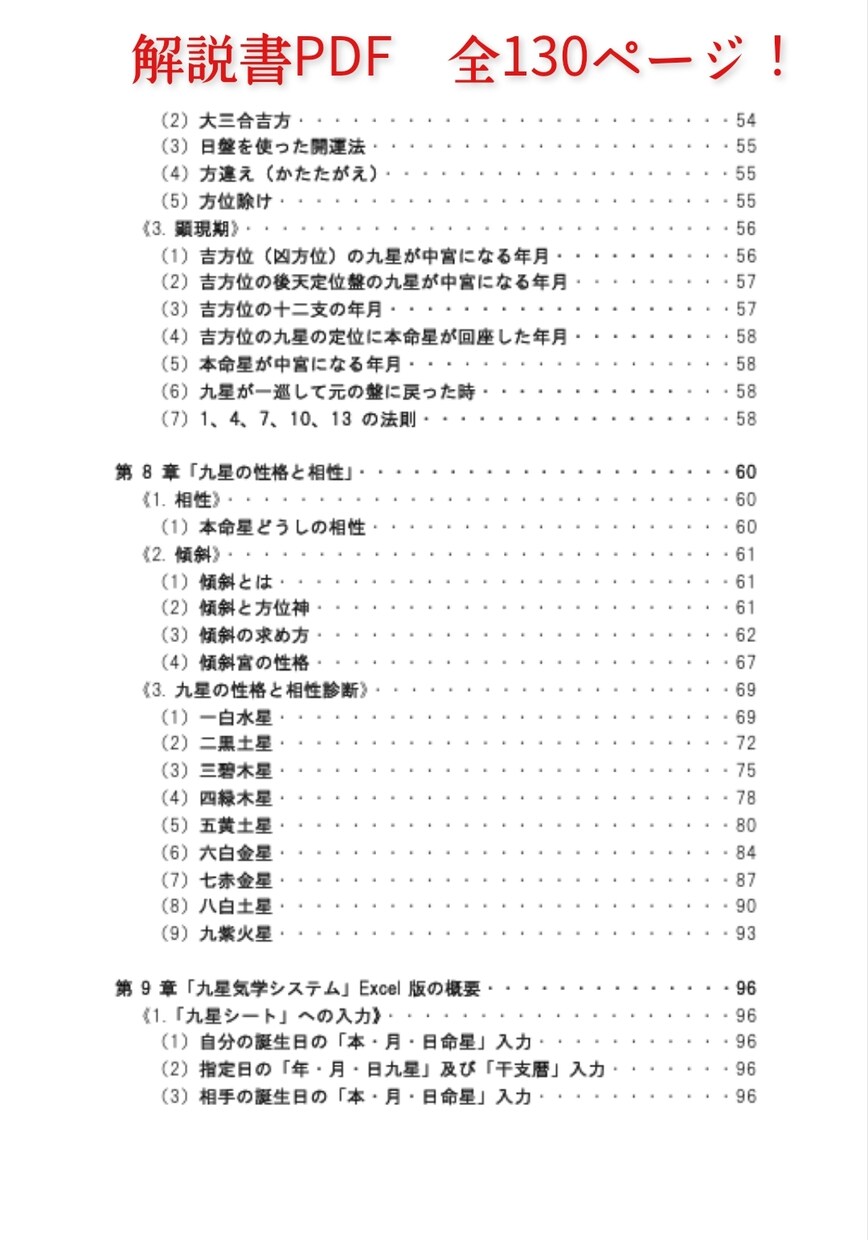 簡単に占える九星気学Excel版ソフトを販売します 生年月日・性別・指定年月日を入力すると自動で瞬時に結果表示！ イメージ9