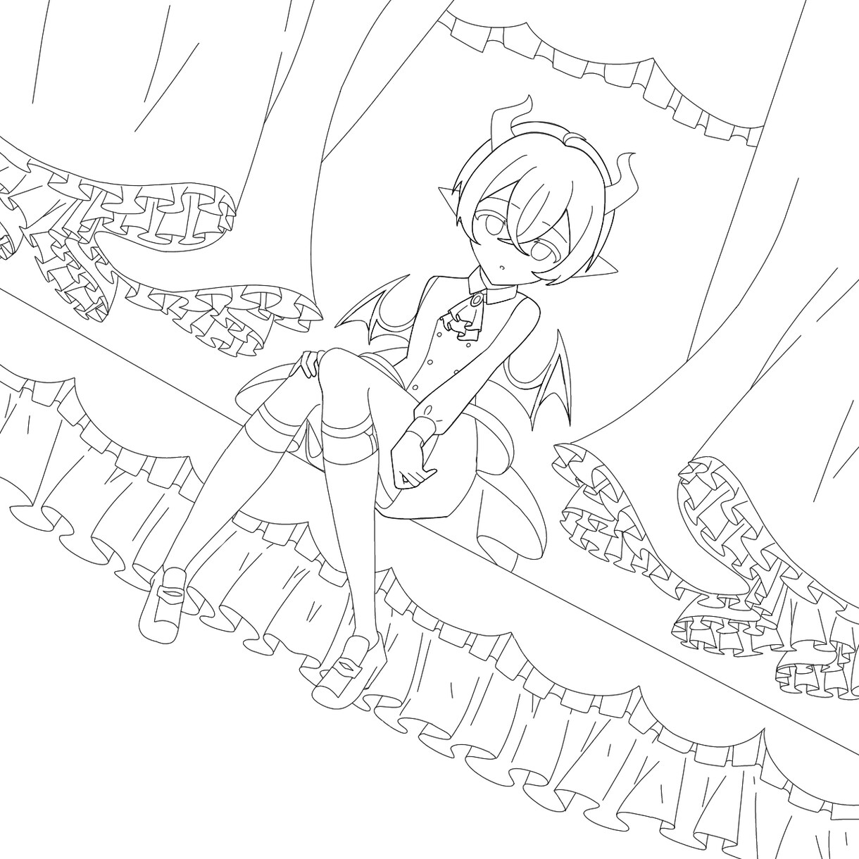 大鎌や翼が映えるゴシックな全身立ち絵描きます TRPGや自作ゲームに映える退廃的で美麗な立ち絵を制作します イメージ3