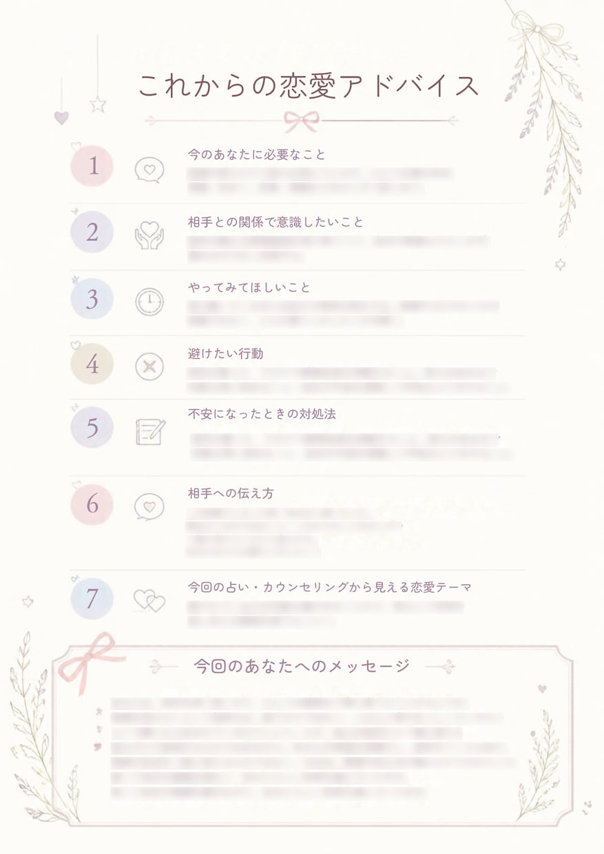 相性や恋愛傾向を5ページの特別レポートにします 恋愛カウンセラーが、恋愛占い×カウンセリングします！ イメージ6