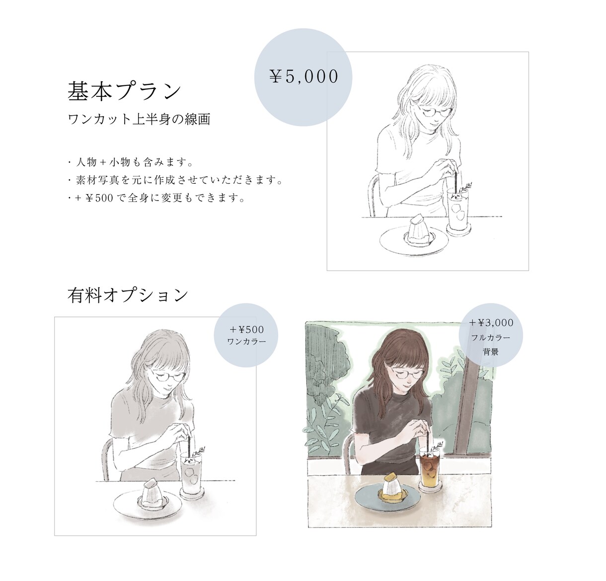 線画人物イラスト作成します ヘアスタイルやファッションをカッコよく イメージ2