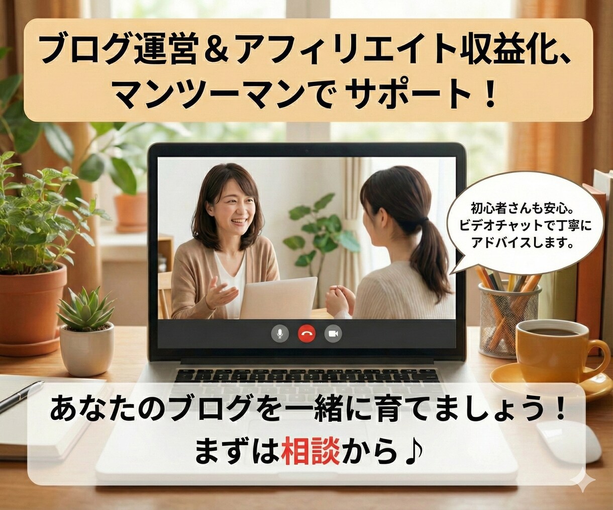 ブログ運営やアフィリエイト収益化など相談にのります 初心者向けビデオチャットで丁寧にブログのアドバイスをします イメージ1