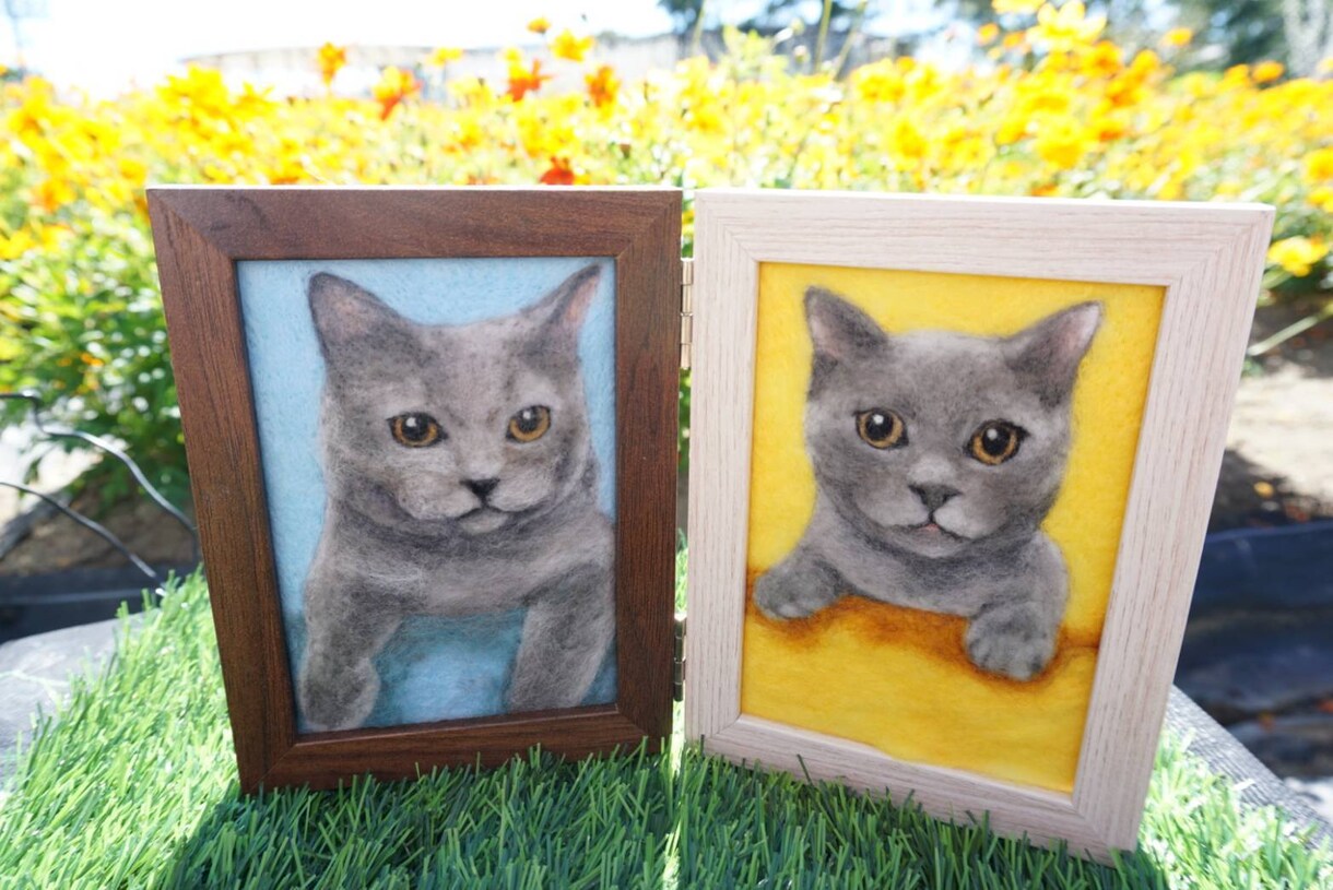 羊毛画であなたの猫ちゃんをそっくりに作ります どこにもない平面の羊毛アート！B5(18.3×25.8cm) イメージ2