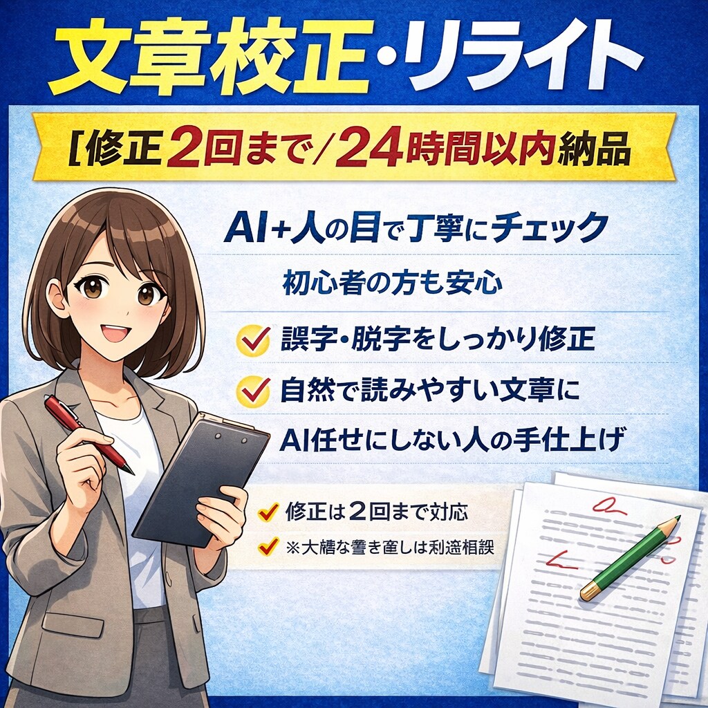 短文専門｜文章を読みやすく丁寧にリライトします AIも活用しつつ人の目で最終調整 イメージ1