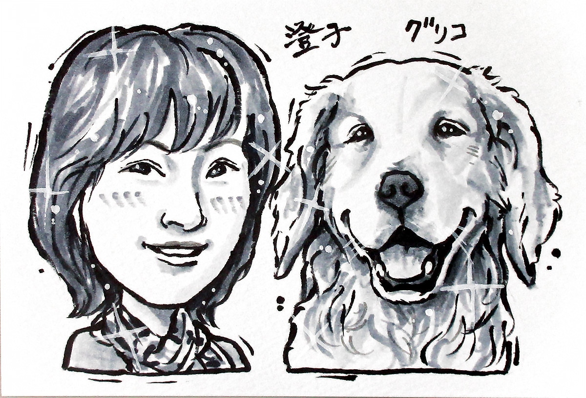 サラッとペンによるモノクロ似顔絵をお描きします 制作納期が短めなコピックペンで白黒でお描きする似顔絵 イメージ2