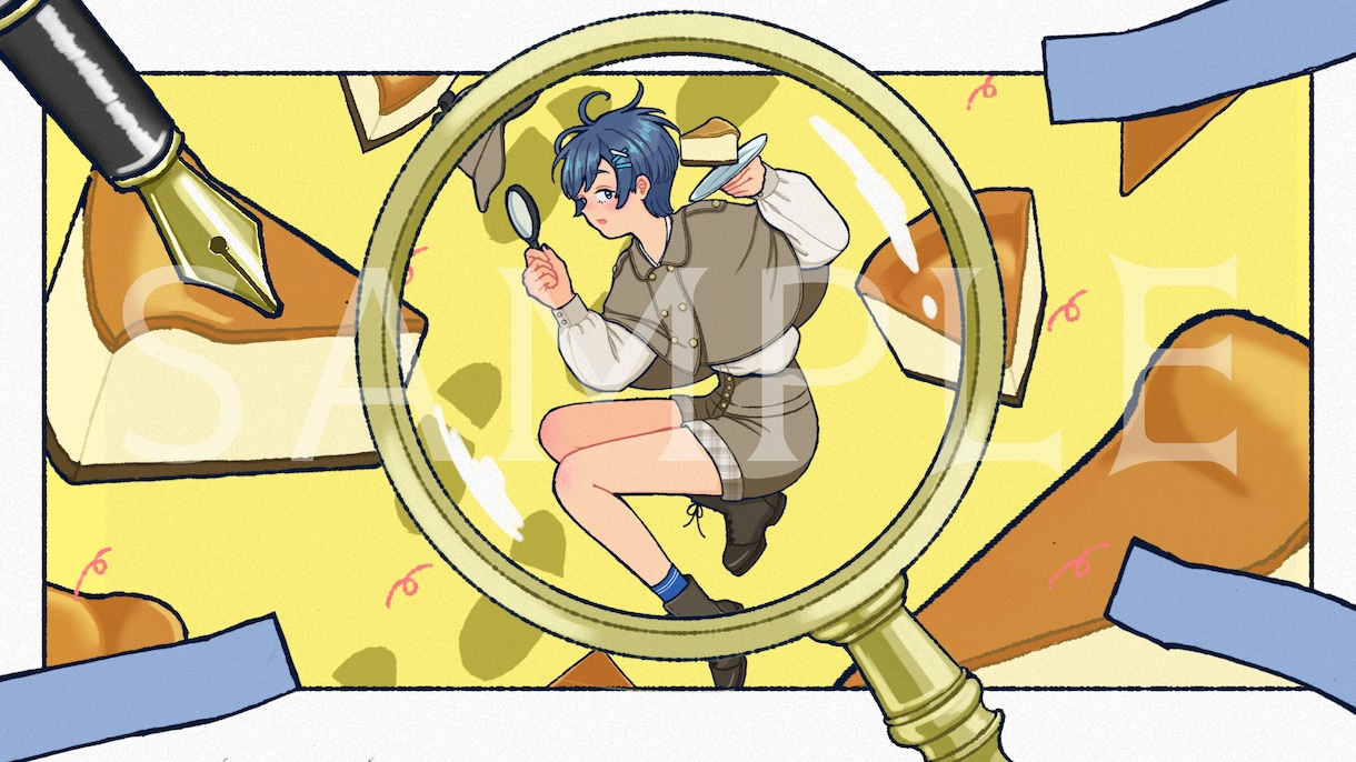 サムネイル、チラシなど一枚絵の制作をします レトロでポップな色使いの個性的なイラストを描きます！ イメージ6