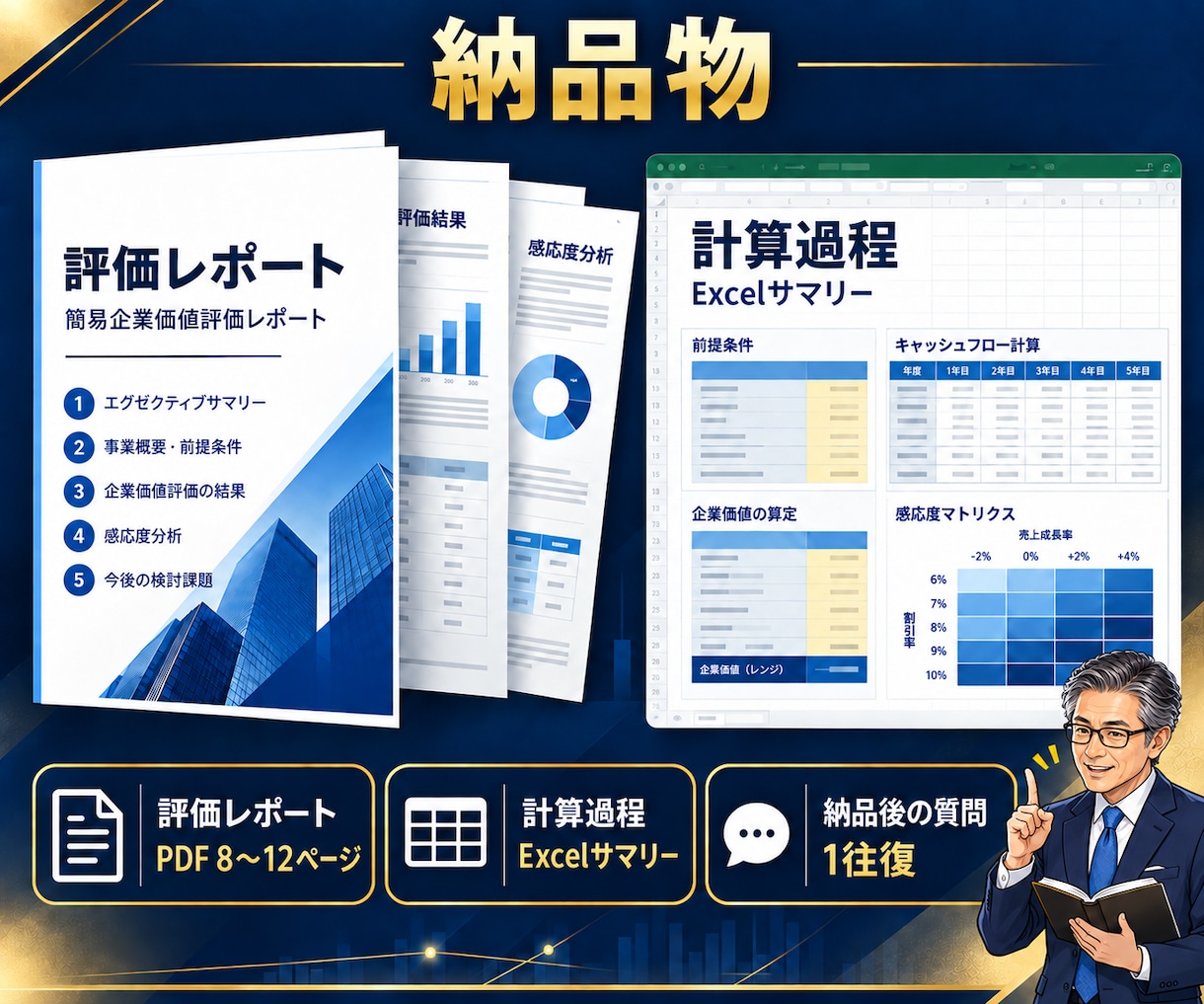 M&A・会社売買の企業価値を簡易算定します DCF法等で価格の目安と算定前提を可視化 イメージ4