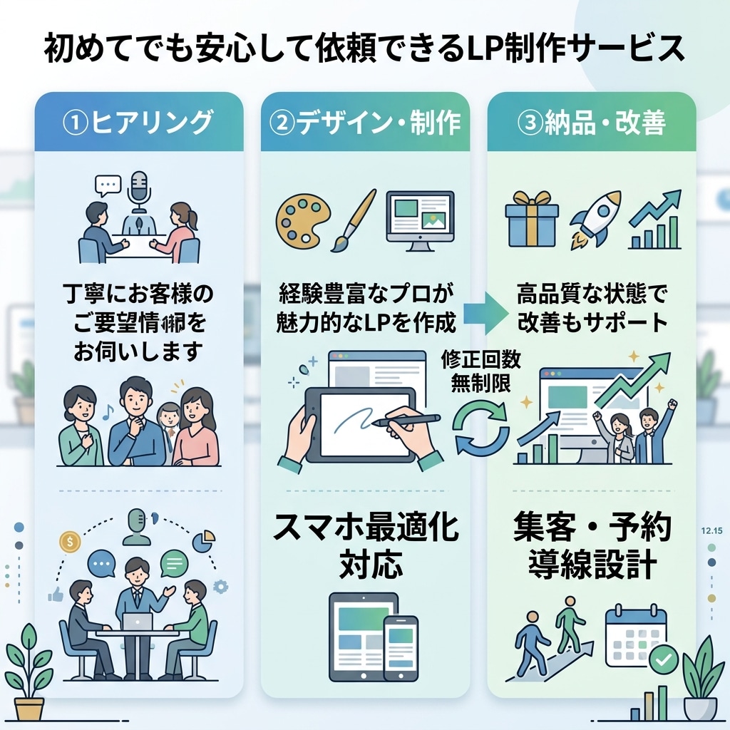 予約が増えるLPをプロが作成します 現役営業×制作で「売れる構成」まで設計｜丸投げOK イメージ3