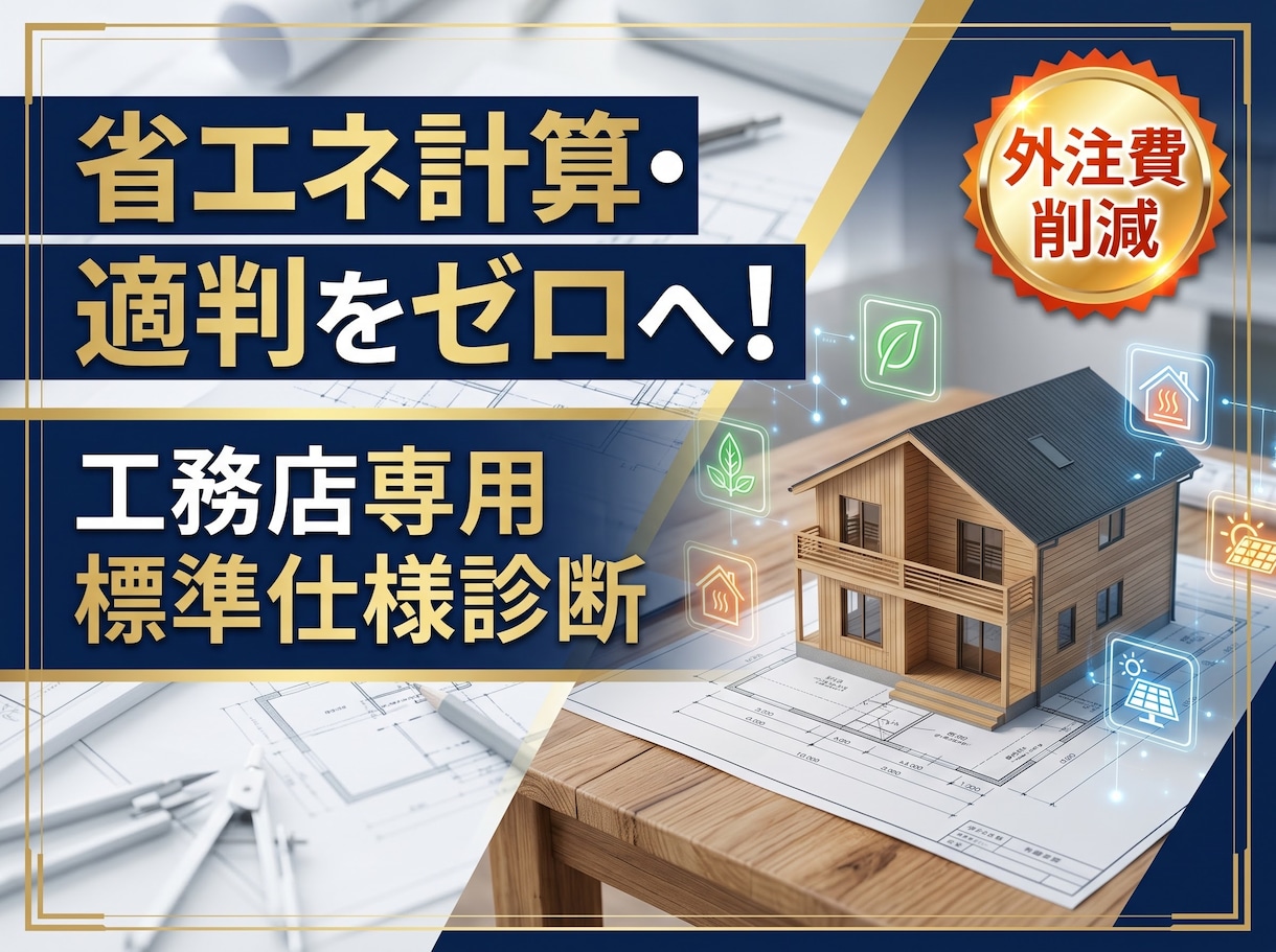 工務店様向け！省エネ計算を省く仕様を診断します 計算外注費をゼロへ！木造戸建てに特化した仕様基準一発クリア イメージ1