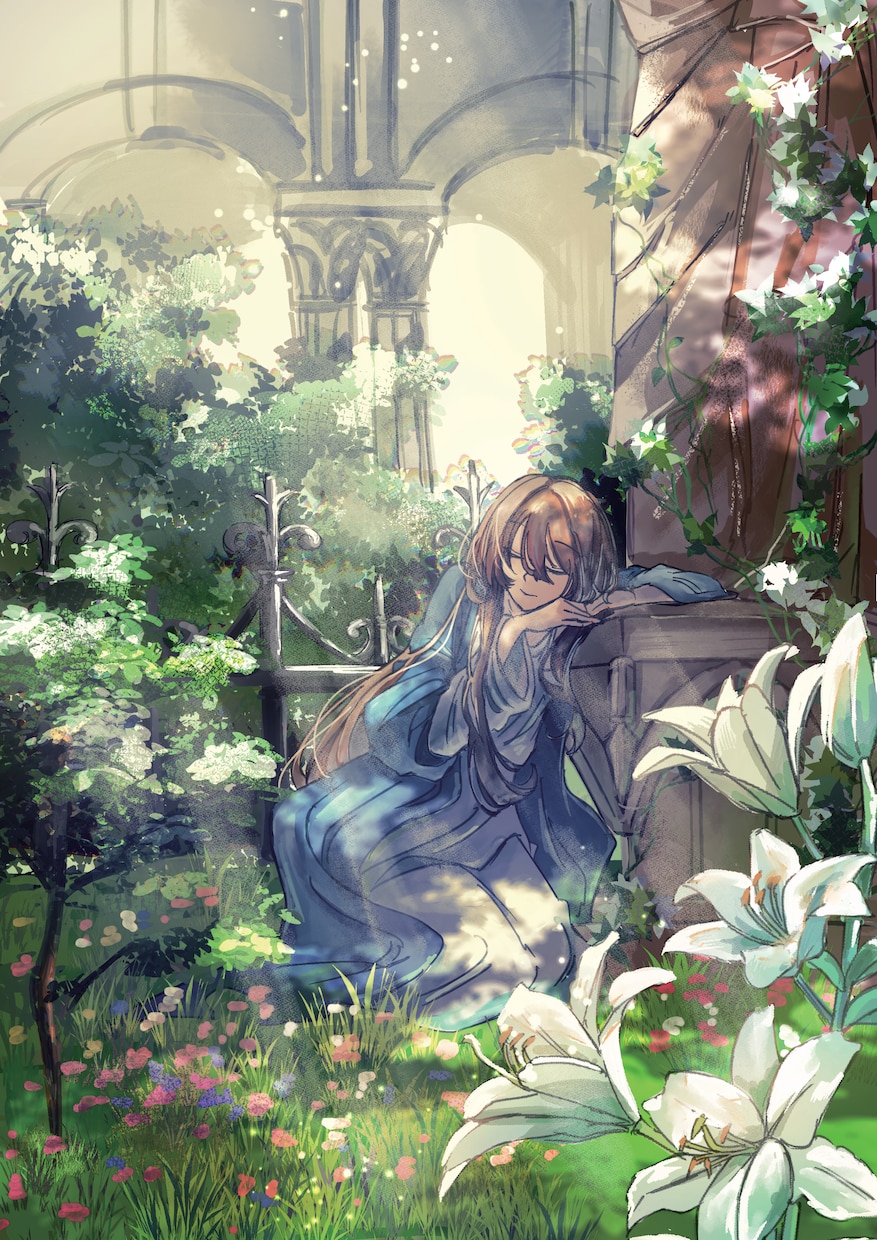 背景と人物を描いた世界観重視の一枚絵を制作します 本の表紙やサムネイルに使用できるようなイラスト イメージ1