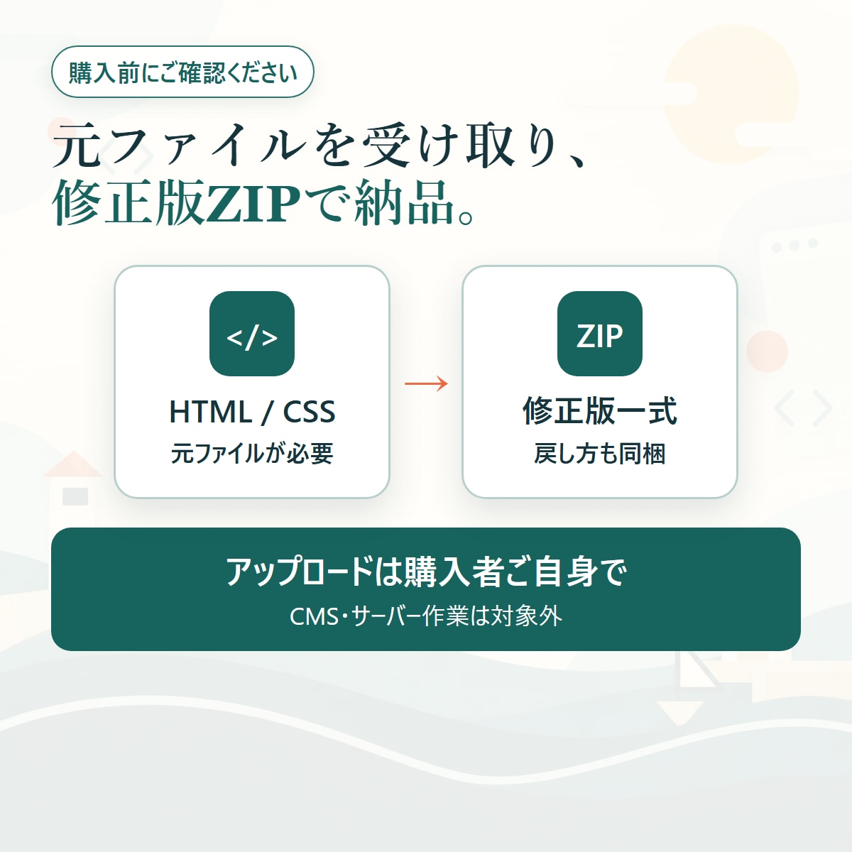 静的HTMLの文章や画像などを修正します 1ページ3,000円。修正版ZIP納品、公開作業はお客様 イメージ4