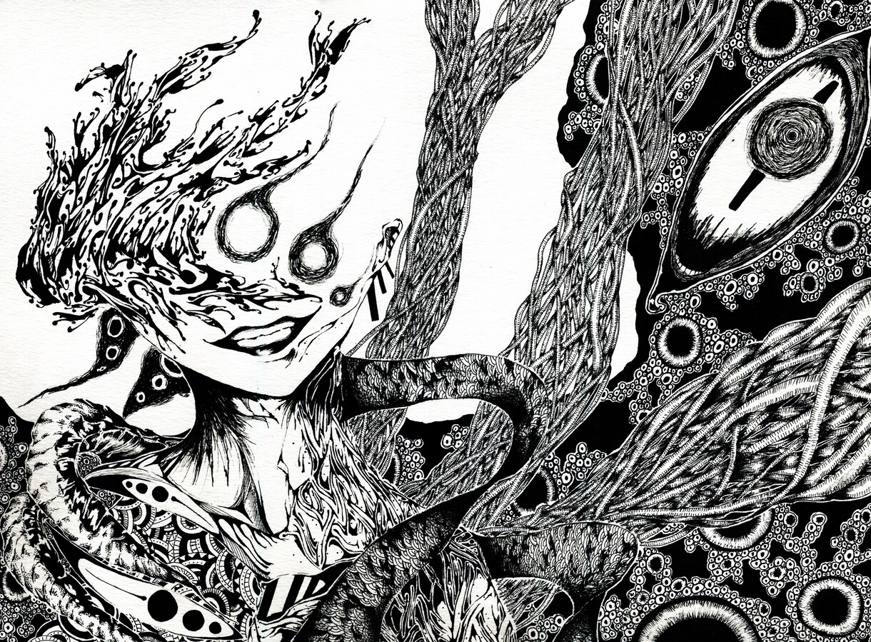 一度見たら忘れられない挿絵も使えるペン画を描きます ペン画で魅せる、ダークテイストなモノクロイラスト イメージ5