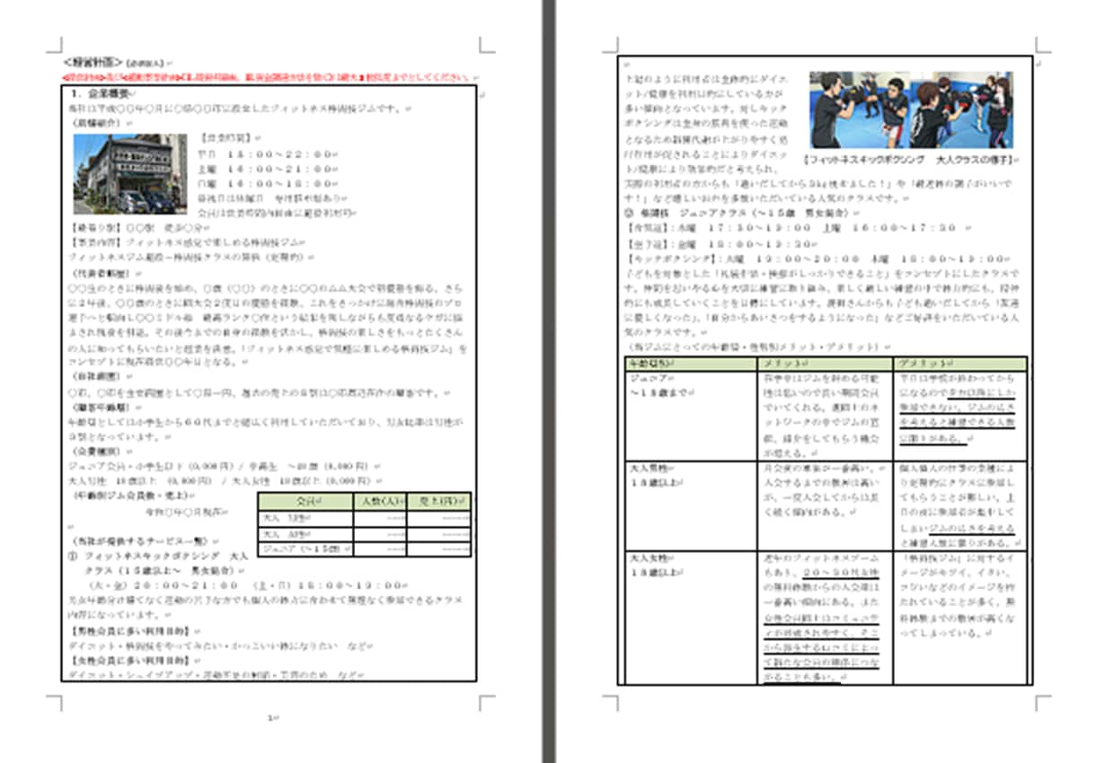 格闘技ジム★持続化補助金採択書類をお譲りします 採択済みの事業計画書を【テンプレート】としても利用できます！ イメージ2