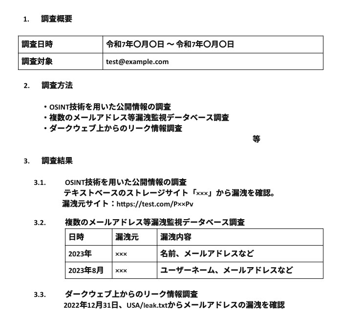 メールアドレスの漏洩情報を調べます セキュリティの専門家による、メールアドレス漏洩調査サービス イメージ5