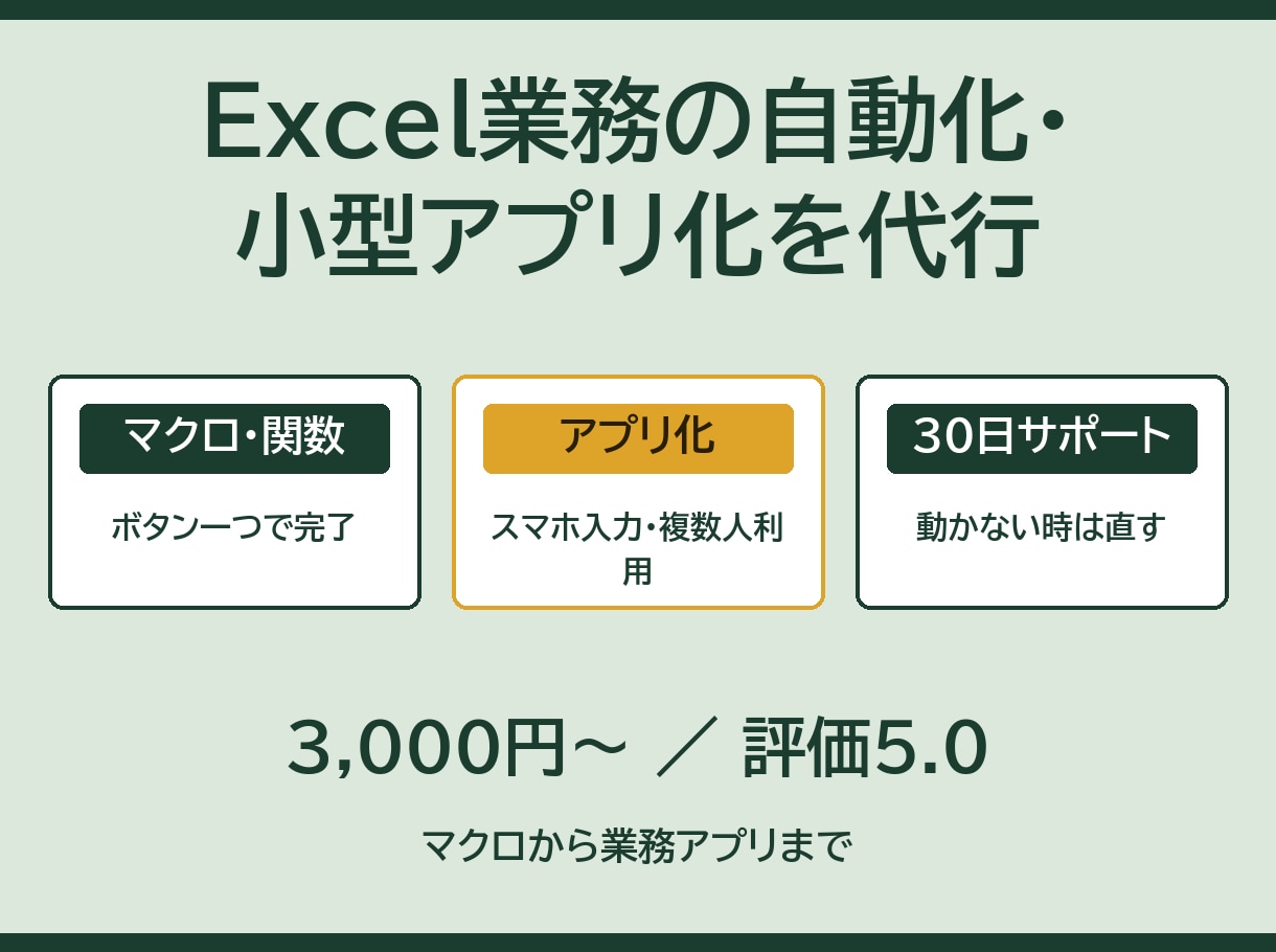 Excel業務の自動化・小型アプリ化を代行します 評価5.0┃マクロから業務アプリまで イメージ1