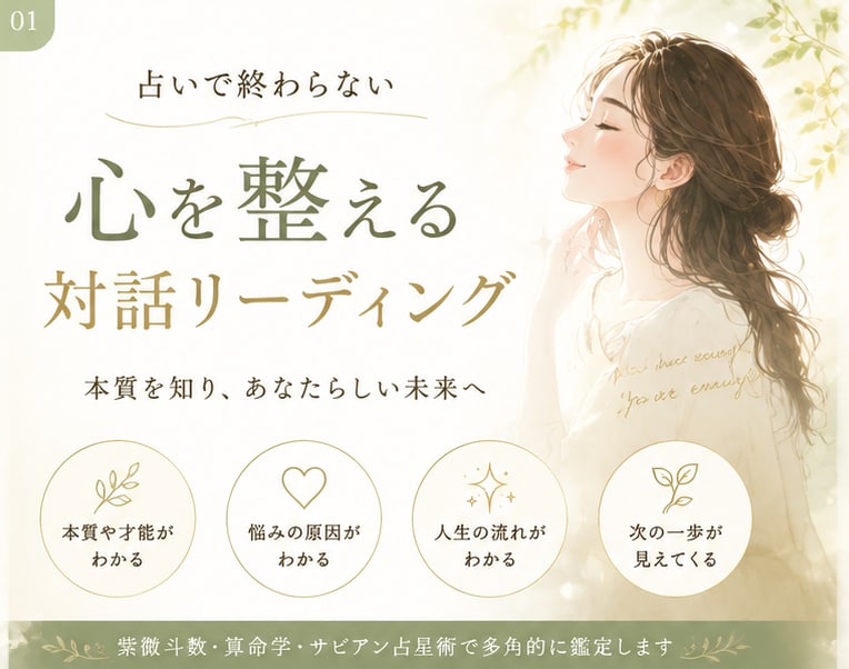 3つの占術で心の本質を深く読み解きます 対話で心を整え、自分らしい一歩を見つけます イメージ1