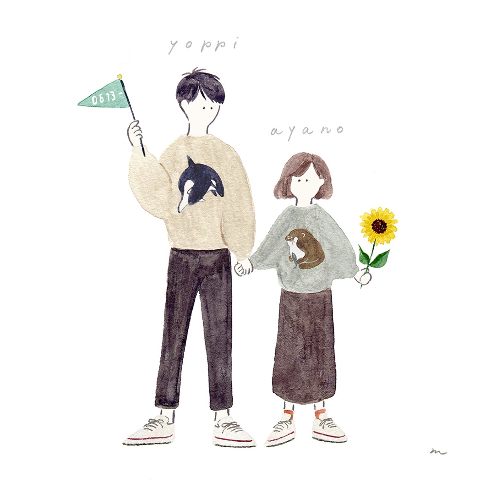 SNSアイコンに使える可愛いイラスト描きます 複数人/ペットOK！小物1点無料♡水彩風カラー イメージ6