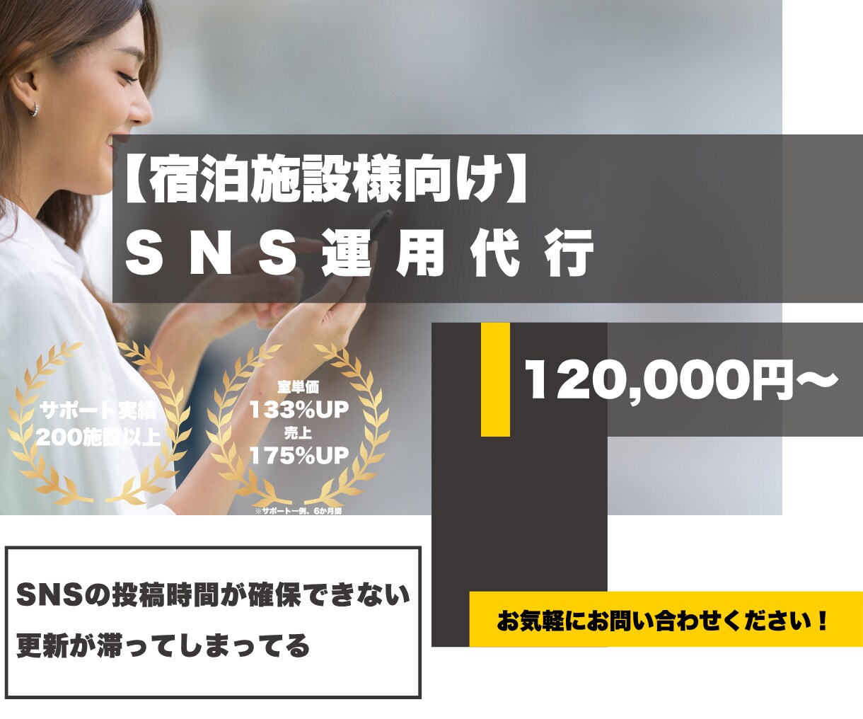 旅館ホテル様向け【SNS運用】代行します SNS投稿の時間が割けないなどのお悩みを解決！ イメージ1