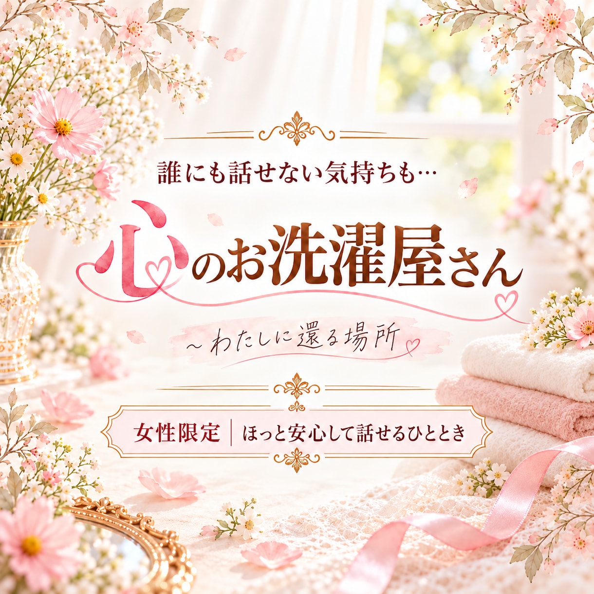 誰にも話せない気持ちをゆっくりお聴きします 女性限定♡心のお洗濯しませんか？／観音様メッセージ付 イメージ1