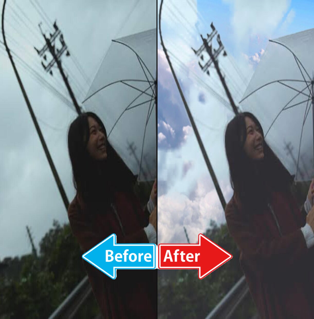 お写真の背景加工します 写真の背景をお好みで加工！曇り空も青空に変身！ イメージ1