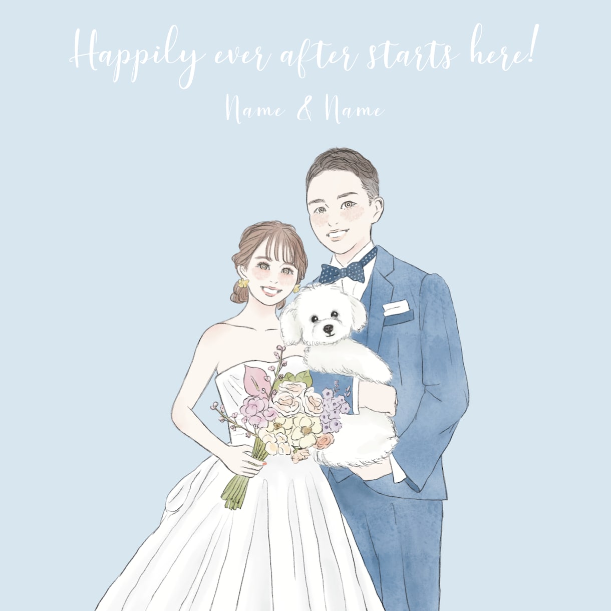おしゃれな似顔絵ウェルカムボードを作成します 家族婚・親族婚にも｜優しい水彩タッチでお描きします イメージ4