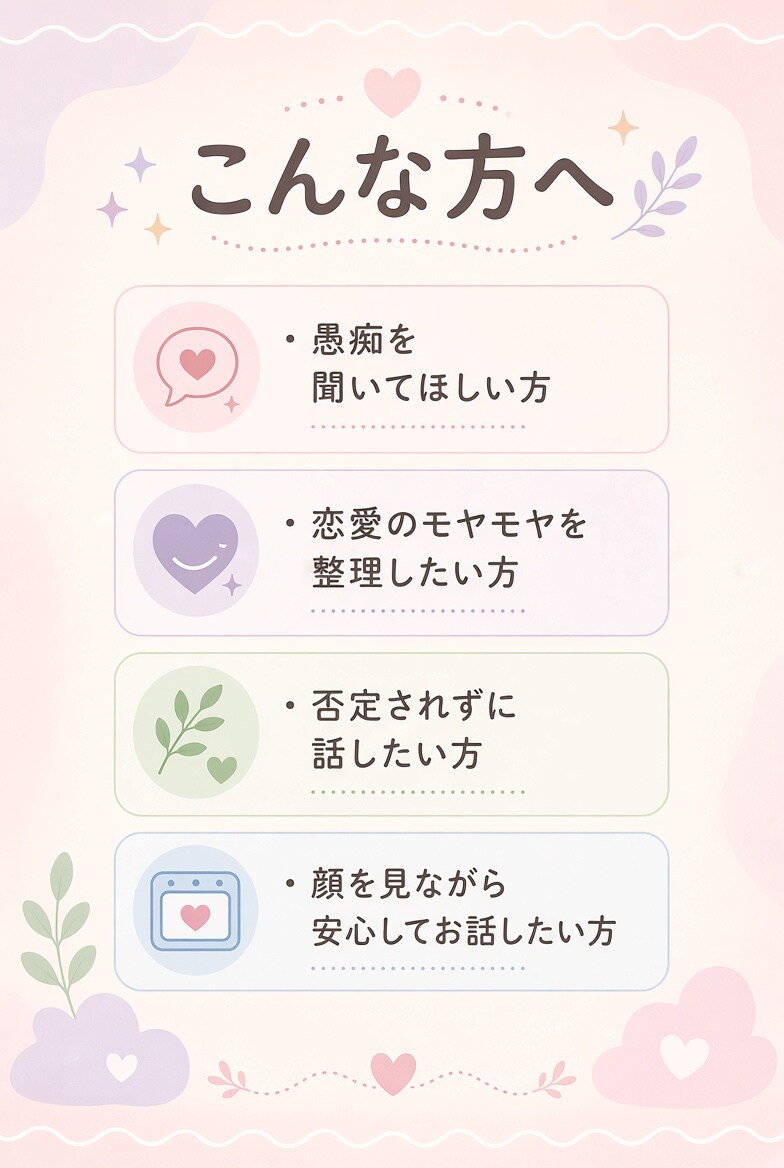 元ホストがビデオで優しく聞きます 否定せず寄り添う傾聴をします。 イメージ3
