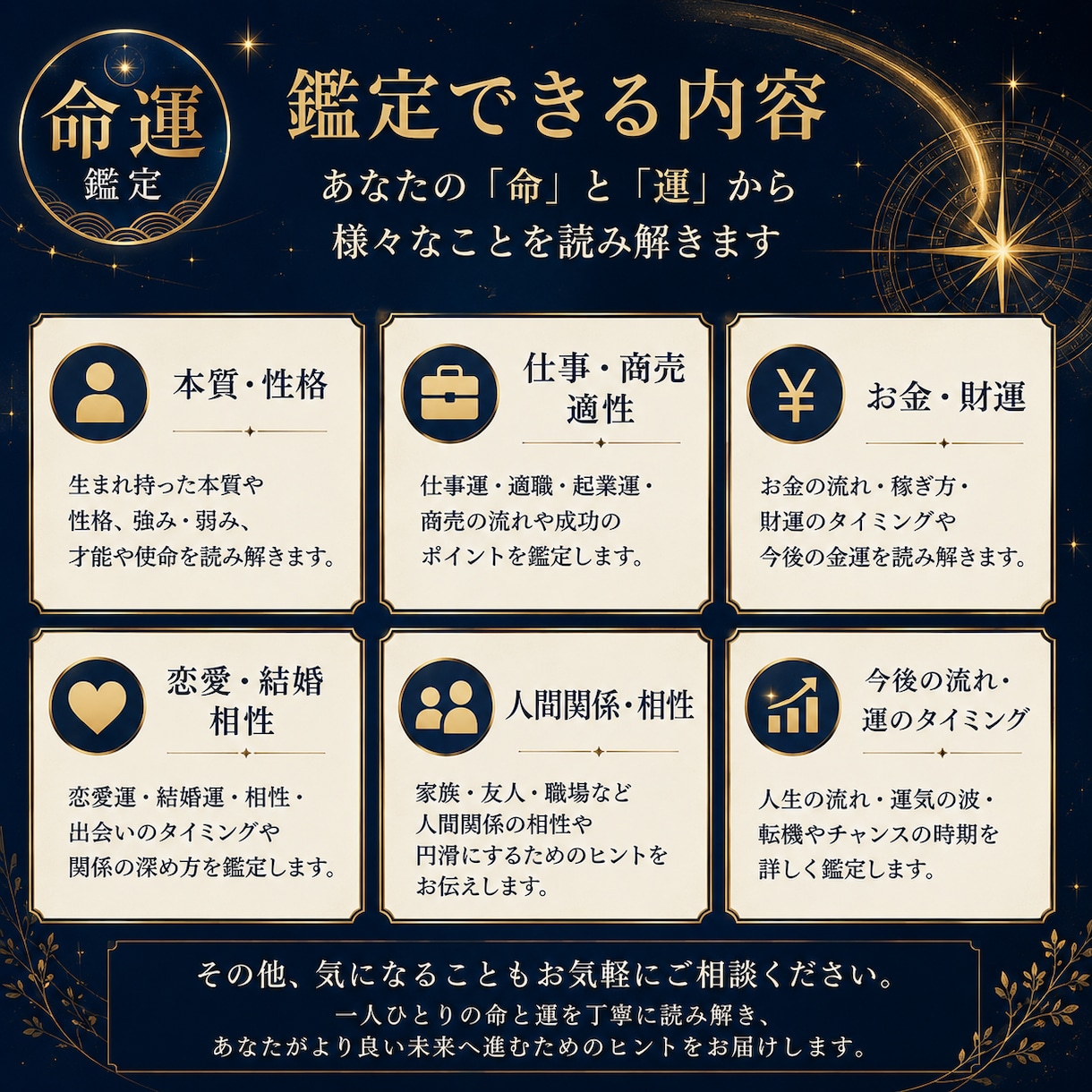 心が軽くなる命運鑑定をします 恋愛・仕事・人生の悩みに寄り添います イメージ2