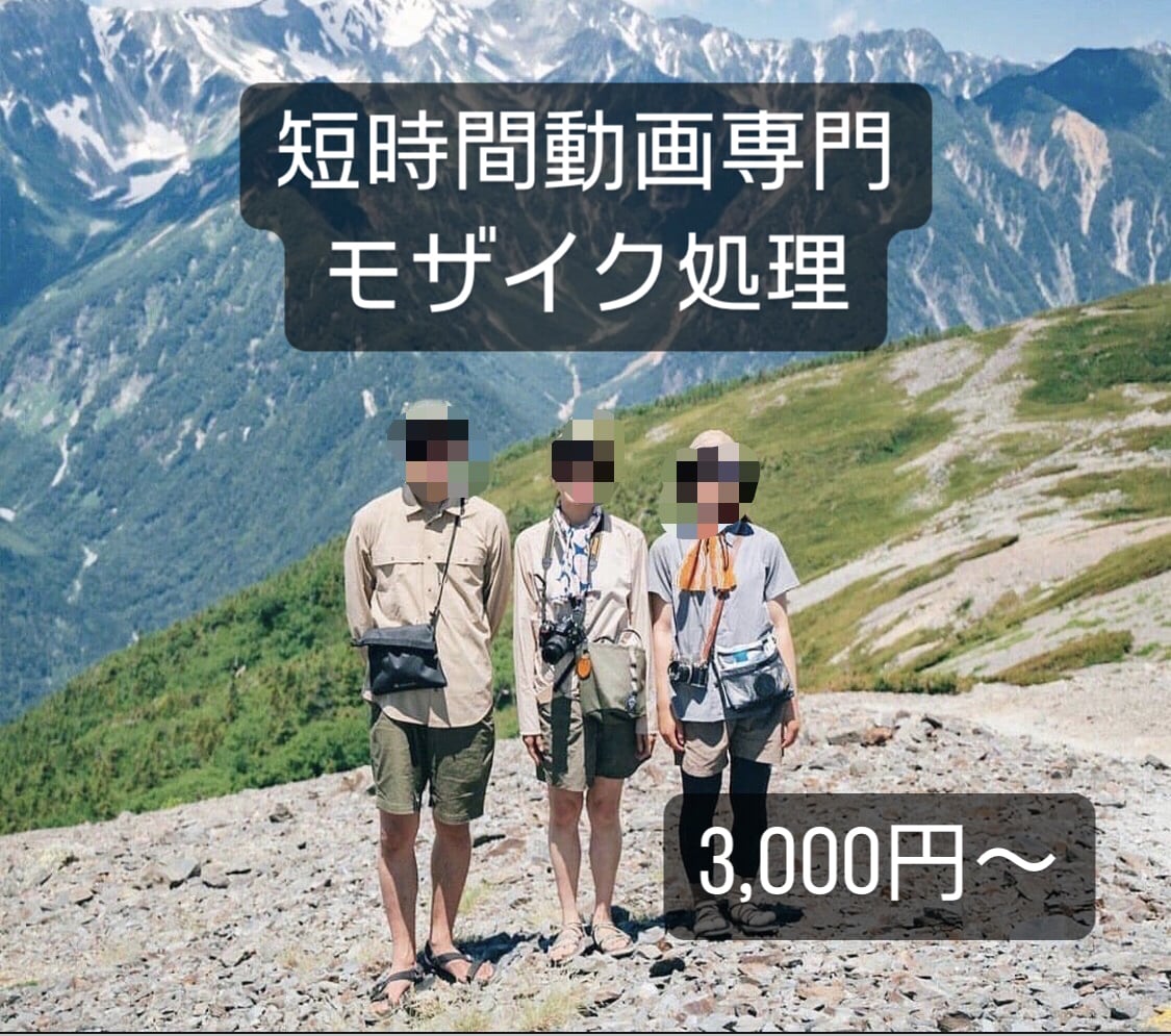 短時間動画のモザイク処理をします モザイク、ボカシともにお好みのレベルを選択できます。 イメージ1