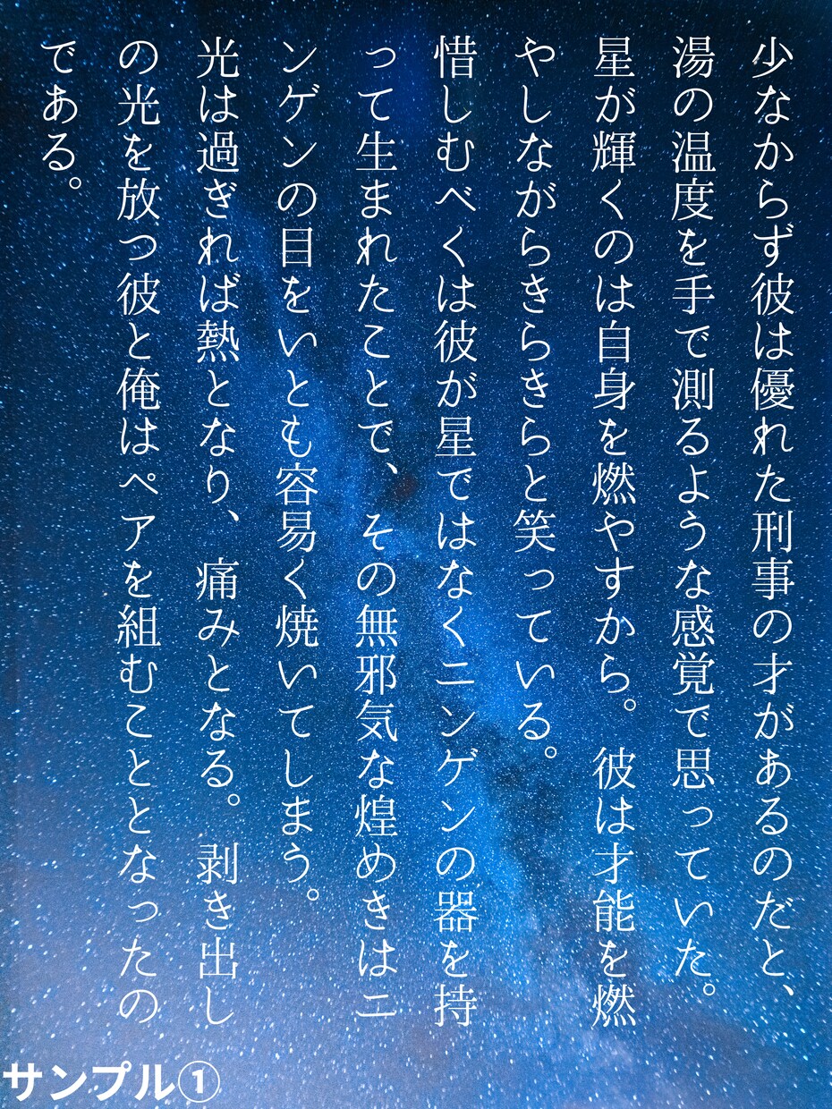 貴方の設定・想いを小説の一場面として文章にします 創作キャラ、世界観などを短編小説・情景描写として文章化します イメージ2