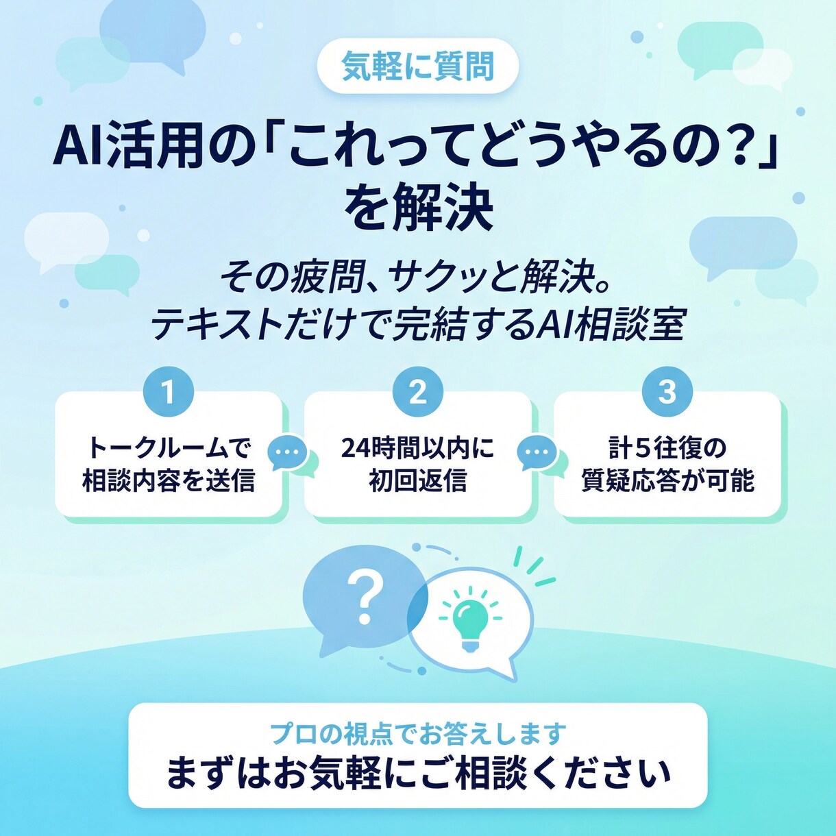 AI活用なんでもチャット相談にのります 気軽に質問 AI活用の「これってどうやるの？」を解決 イメージ1