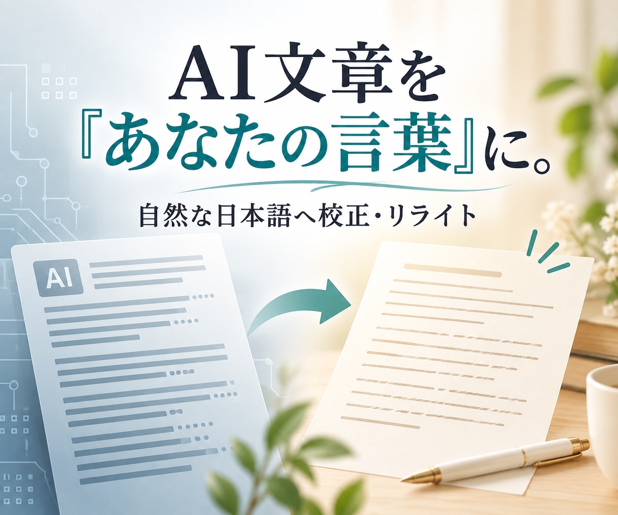AI文章をあなたらしい自然な文章に整えますます ChatGPTの文章を、人の温度が伝わる言葉へ イメージ1
