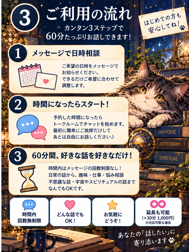 話題は何でもOK！60分間チャットでお喋りします 今誰かと話したい！！ 60分、文字で自由におしゃべり♪ イメージ2