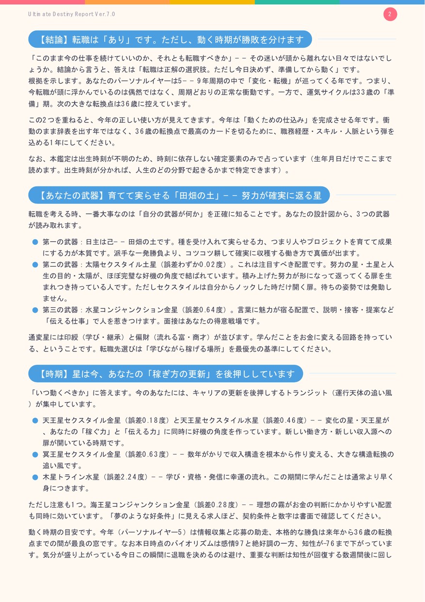 生年月日だけでOK◎悩みに答える鑑定書をだします なんとなく当たってるではなくなぜそう言えるかまで書いてます イメージ2