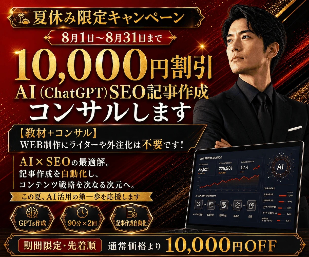 AI（ChatGPT）SEO記事作成コンサルします 【教材+コンサル】WEB制作にライターや外注化は不要です！ イメージ1
