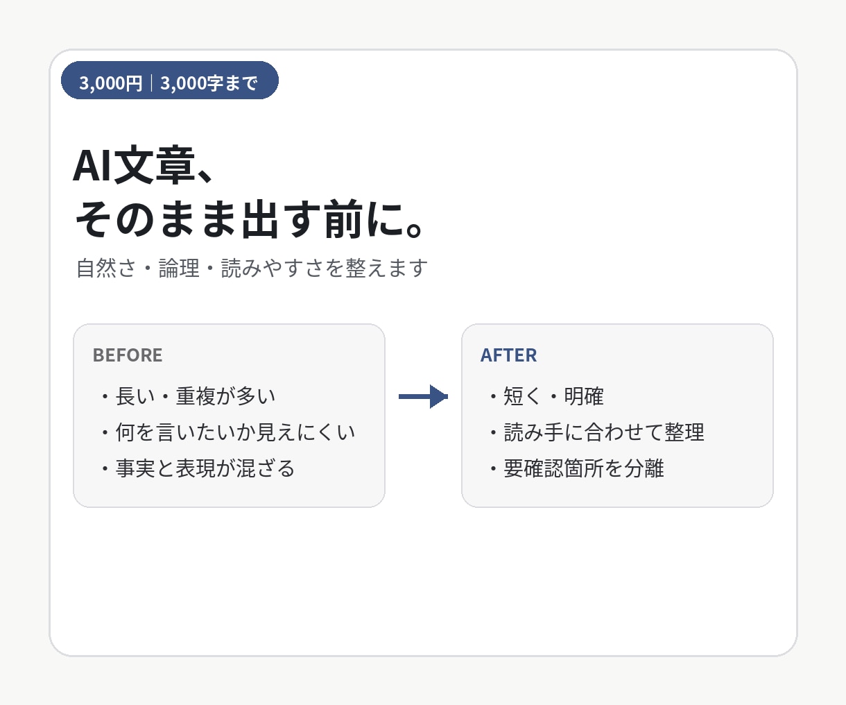 AIで作った文章を仕事で使える文章に仕上げます ChatGPT等の下書きを自然・明確・伝わる文章へ イメージ1