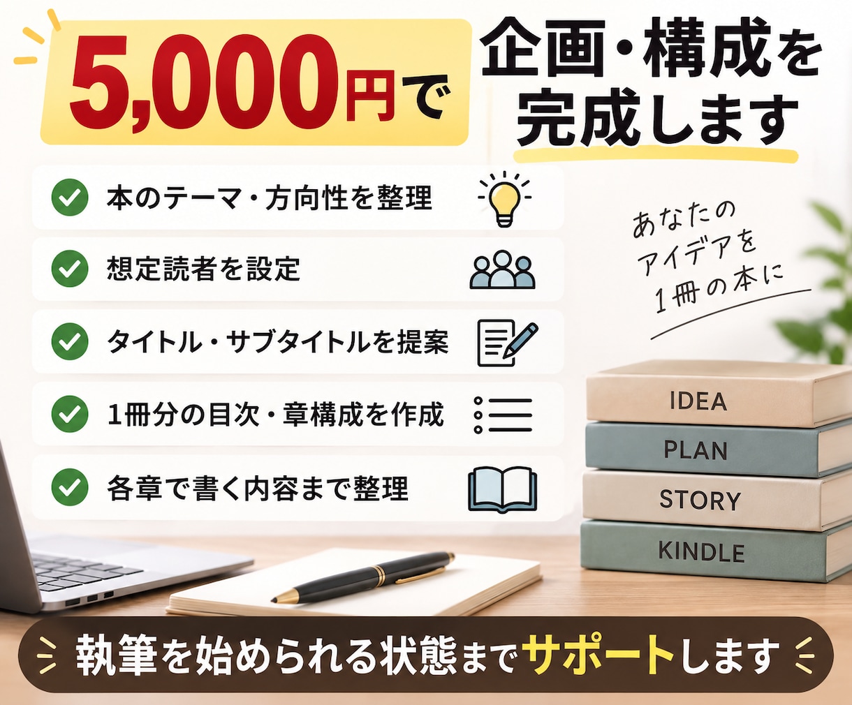 Kindle本の企画・構成案を一緒に作ります 売れるテーマ探しから目次・構成まで一緒に考えます イメージ5