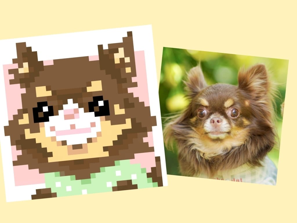ワンちゃん猫ちゃんのドット絵似顔絵お作りいたします SNSや名刺イラスト、アイロンビーズ図案にもオススメです。 イメージ2